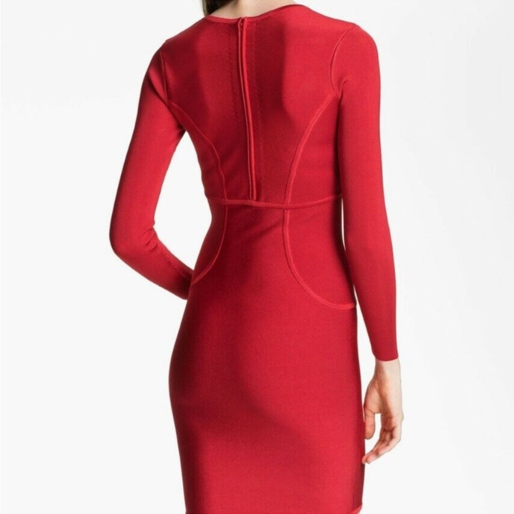 Ted Baker Red Knit Aspin Long Sleeve Celebrity Bodycon Sheath Dress - Picture 2 of 13
